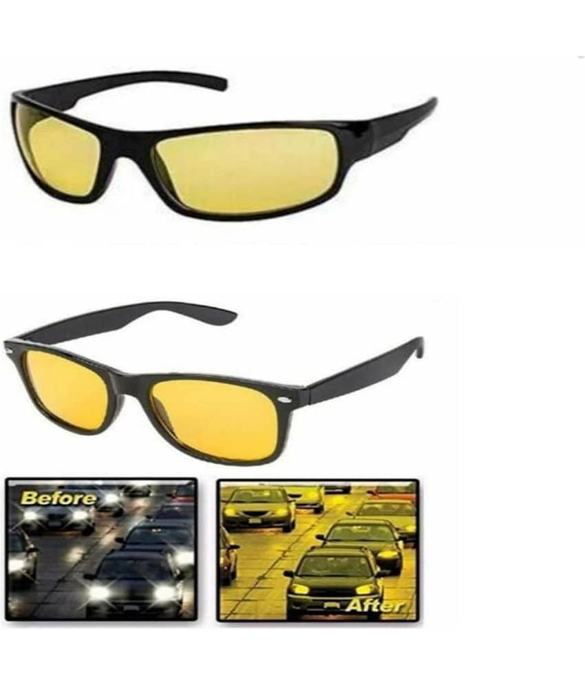 mahek accessories Night Vision Yellow Riding Goggles ( Pack of 2 )