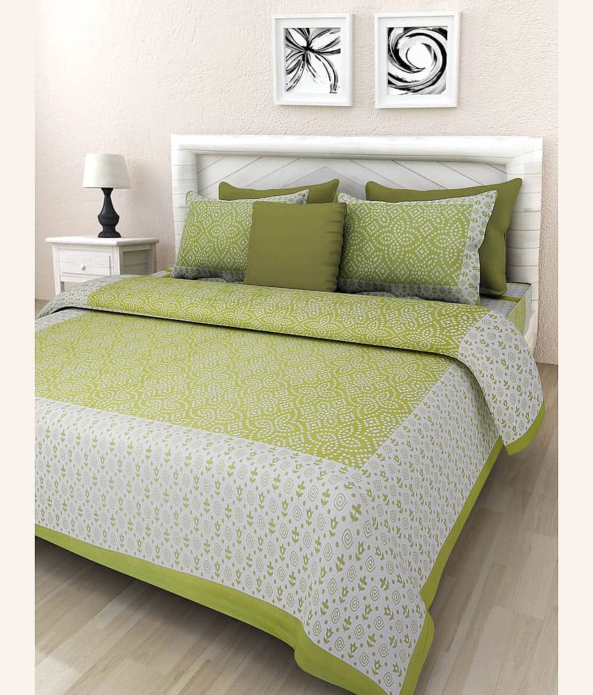 Uniqchoice Cotton Double Bedsheet ( Green )