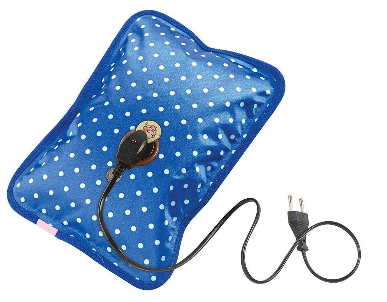 Electric Hot Water Bag with Soft Fleece Cover for Pain Relief - Red Polka Dot, Cotton