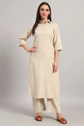 Pratidin, Beige Kurta Set-XS
