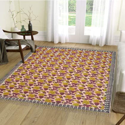 Yellow & Pink Blossomy Rug-2ft x 6ft