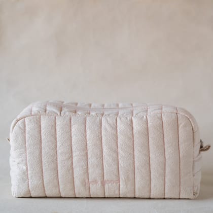 ‘Look Good’ Rosette Long Pouch-Crinkle Cotton - Natural