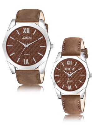 Brown 3D embossed Dial Analog Watch for Lovely Couple LR85-LR332