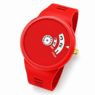 HRV Red Fancy Hands Round Pu Boy and Men Watch