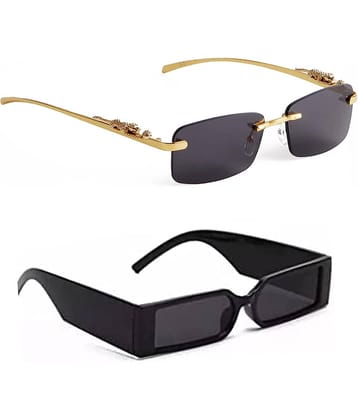 Elligator Gold Rectangular Sunglasses ( Pack of 2 )