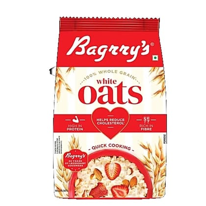 Bagrry's White Oats - 100% Whole Grain, High Protein, Fibre, 500gm Pouch