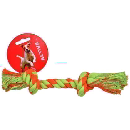 Cotton Knotted Rope Dog Toy Medium Orange + Green 10inch