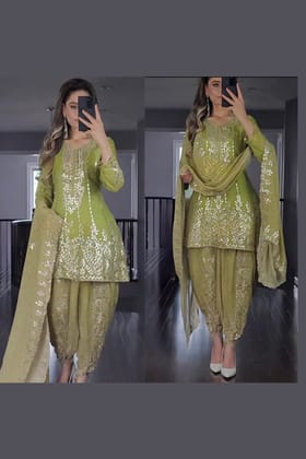 Party and Casual Wear Printed Georgette Dhoti and Patiala Suit set-XS [34]