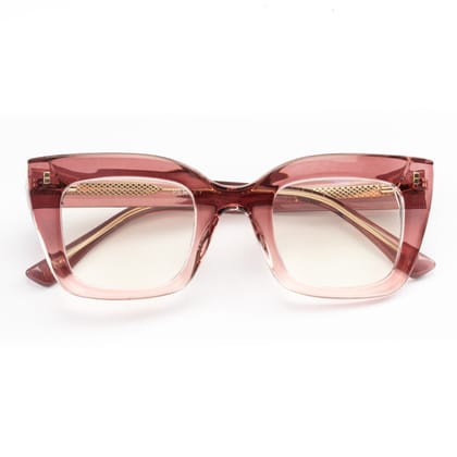 PERKEY Full Rim Retro Square Blue Light Cut & Antiglare Computer Eyeglasses For Women | Bold Style | - OPTL0016-C3-Small / Pink / Clear