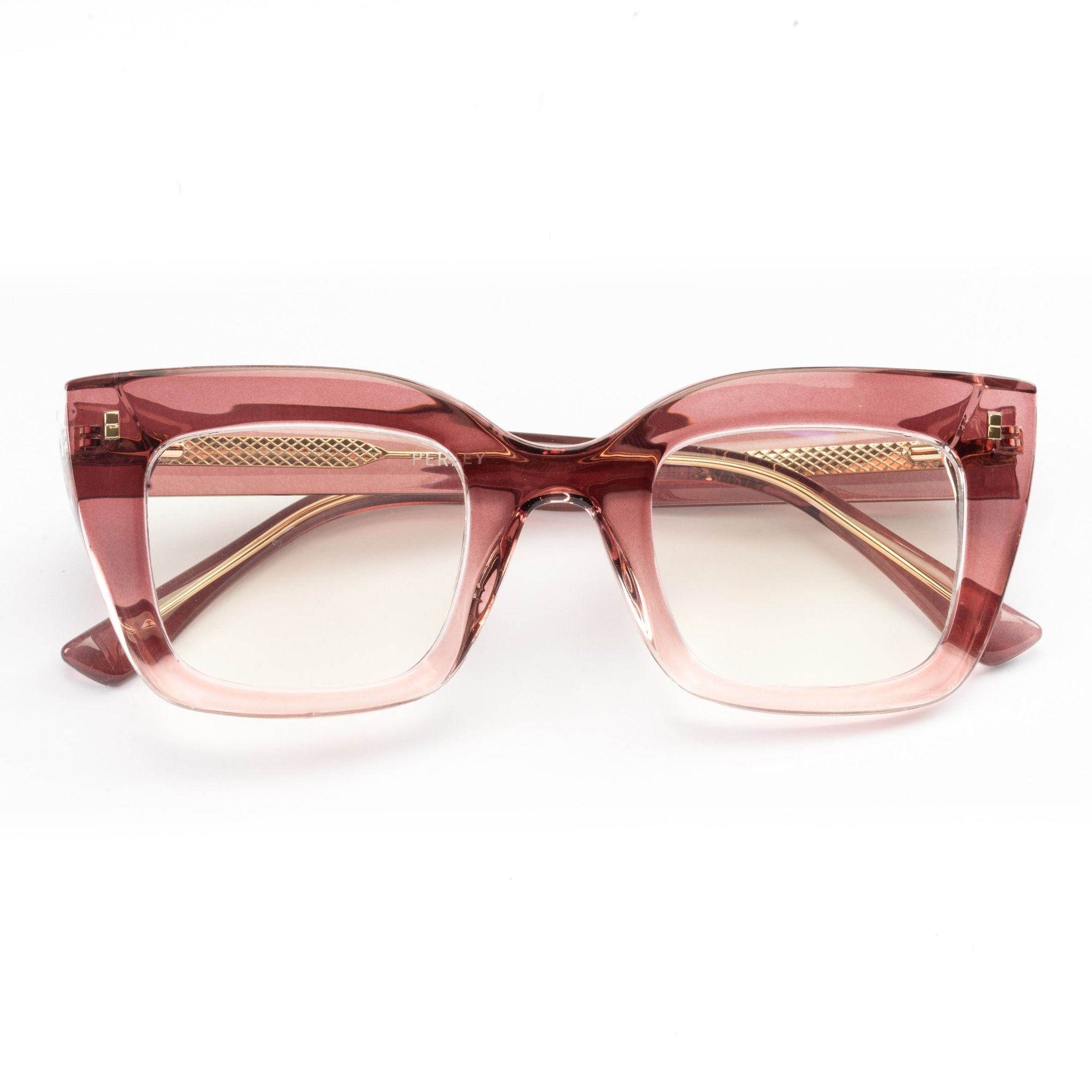 PERKEY Full Rim Retro Square Blue Light Cut & Antiglare Computer Eyeglasses For Women | Bold Style | - OPTL0016-C3-Small / Pink / Clear
