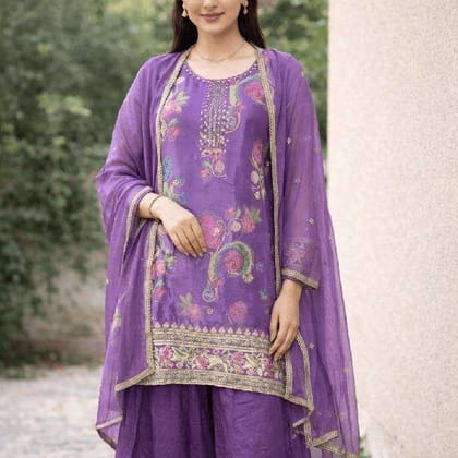 Febric chinon Short kurta divider with duppata