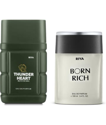Riya Thunder Heart & Born Rich Eau De Parfum (EDP) For Men 200 ( Pack of 2 )
