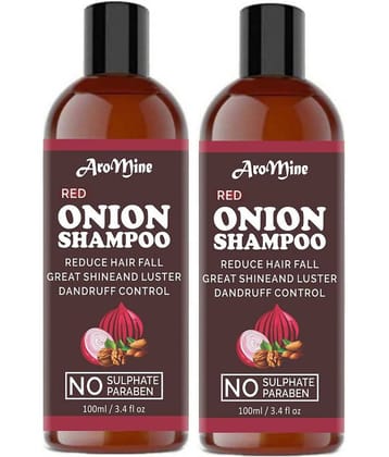 Aromine Red ONION Shampoo For Hair Growth, Anti Dandruff- Shampoo Shampoo 200 mL Pack of 2