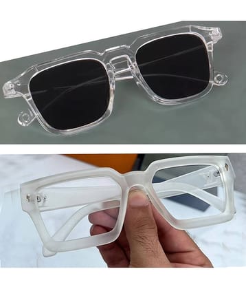 Elligator White Rectangular Sunglasses ( Pack of 2 )