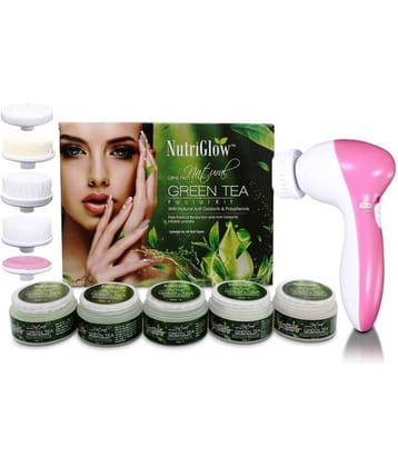 Nutriglow Green Tea Facial Kit (250gm) and 5 in 1 Rotating Face Massager