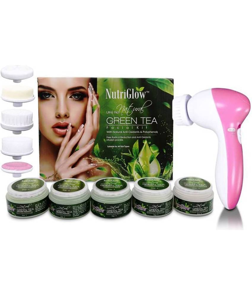 Nutriglow Green Tea Facial Kit (250gm) and 5 in 1 Rotating Face Massager