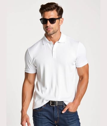 fashion and youth Pack of 1 Cotton Blend Regular Fit Solid Half Sleeves Men's Polo T Shirt ( White )