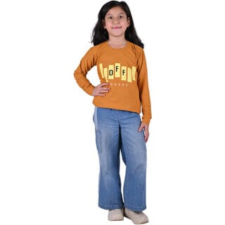 Kid Kupboard Cotton Girls T-Shirt, Yellow, Full-Sleeves, 8-9 Years KIDS7273