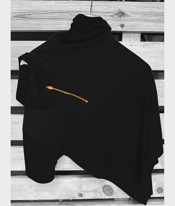 KAJARU Men Polyester Regular Fit Popcorn Textured Polo T Shirt ( Black )