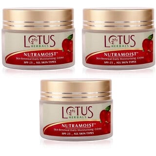 Lotus Herbals Nutramoist Skin Renewal Daily Moisturisng Cream Spf 25  For All Skin Types  50G ( Pack Of 3)