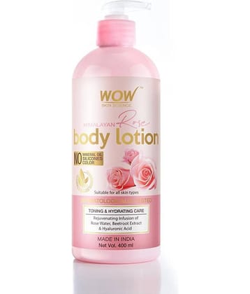WOW Skin Science Himalayan Rose Body Lotion -Toning & Hydrating - No Mineral Oil, Silicones & Color - 400mL