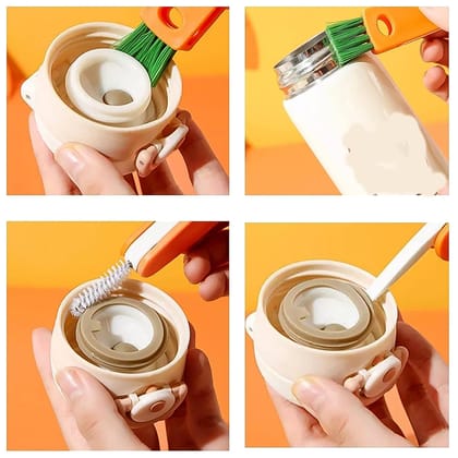 3-in-1 Multifunctional Cleaning Brush Set – Mini Bottle, Cup & Lid Cleaner (1 Pc)