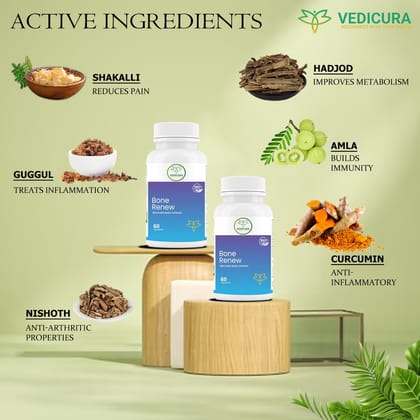 Bone Renew - Natural Bone Health Supplement - 60 Caps-1 Month - Mild Pain