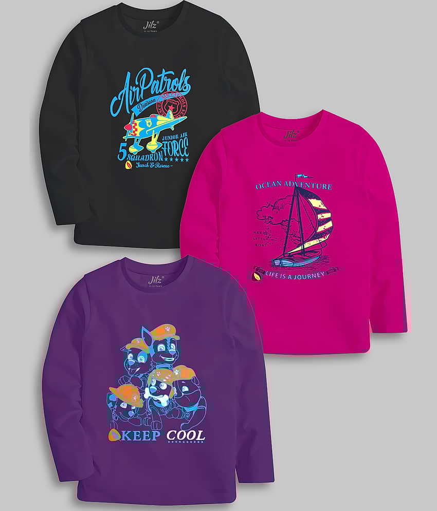 JILZ Pack of 3 Boys Cotton T-Shirt ( Multicolor )