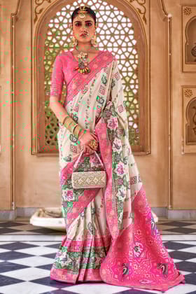 White Banarasi Silk Saree