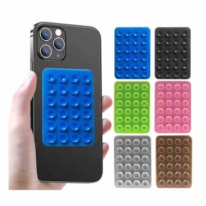 Silicon Suction Phone Holder |Silicone Hands-Free Sticky Pads for Phone | Anti-Slip Silicone Multipurpose Hands-Free Sticky Pads for Phone Case Mount for Selfies Videos Mirror Shower Car Dashboard - ( Random Colour ) (Pack Of 3)