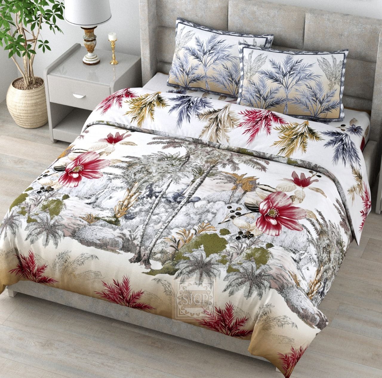 3001-Hometrade India-Standard King Size (90*108 Inches) Double Bedsheet With 2 Pillow Cover-RJ-14-Jaipur lining-3250