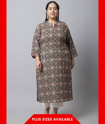 Rajnandini - Navy Blue 100% Cotton Women's Straight Kurti ( Pack of 1 )