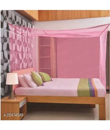 NISSI Double Pink Plain Mosquito Net, Machardani