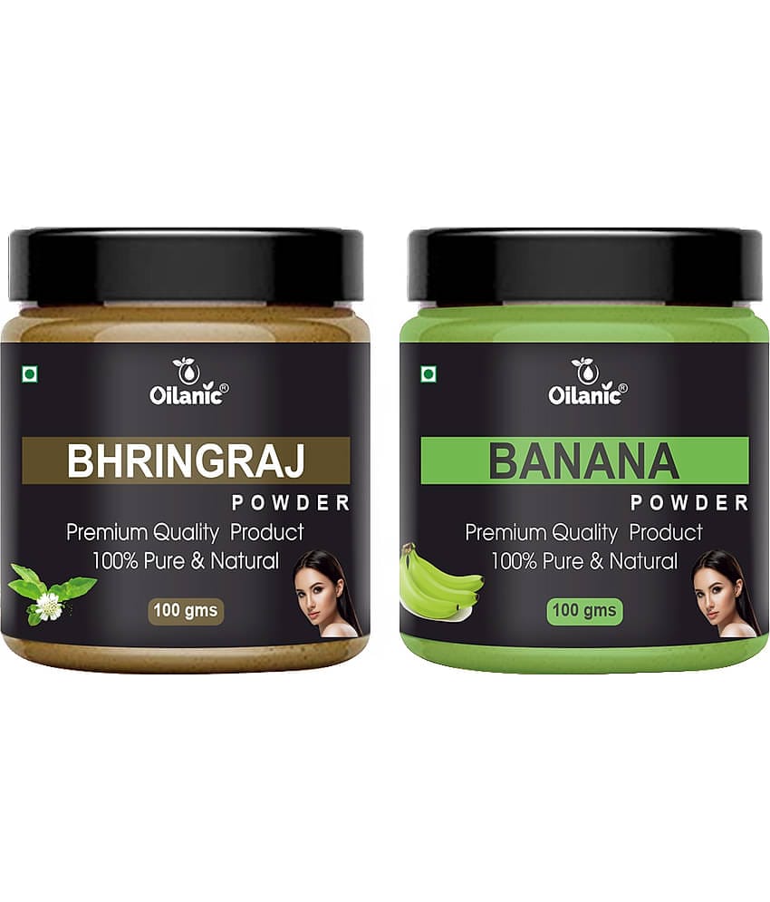 Oilanic 100% Pure Bhringraj Powder & Banana Powder For Skincare Hair Mask 200 g Pack of 2