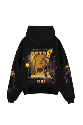 Astro World Designed Oversized Hoodie-S / Black