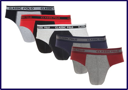 Classic Polo Men's Brief Assorted Colors Pack of Five | Brio Classic Polo Men's Brief Assorted Colors Pack of Five | Brio