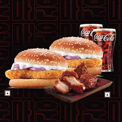 2Crispy Chicken Burger+Korean Spicy Chicken(4pc)+2Coke.