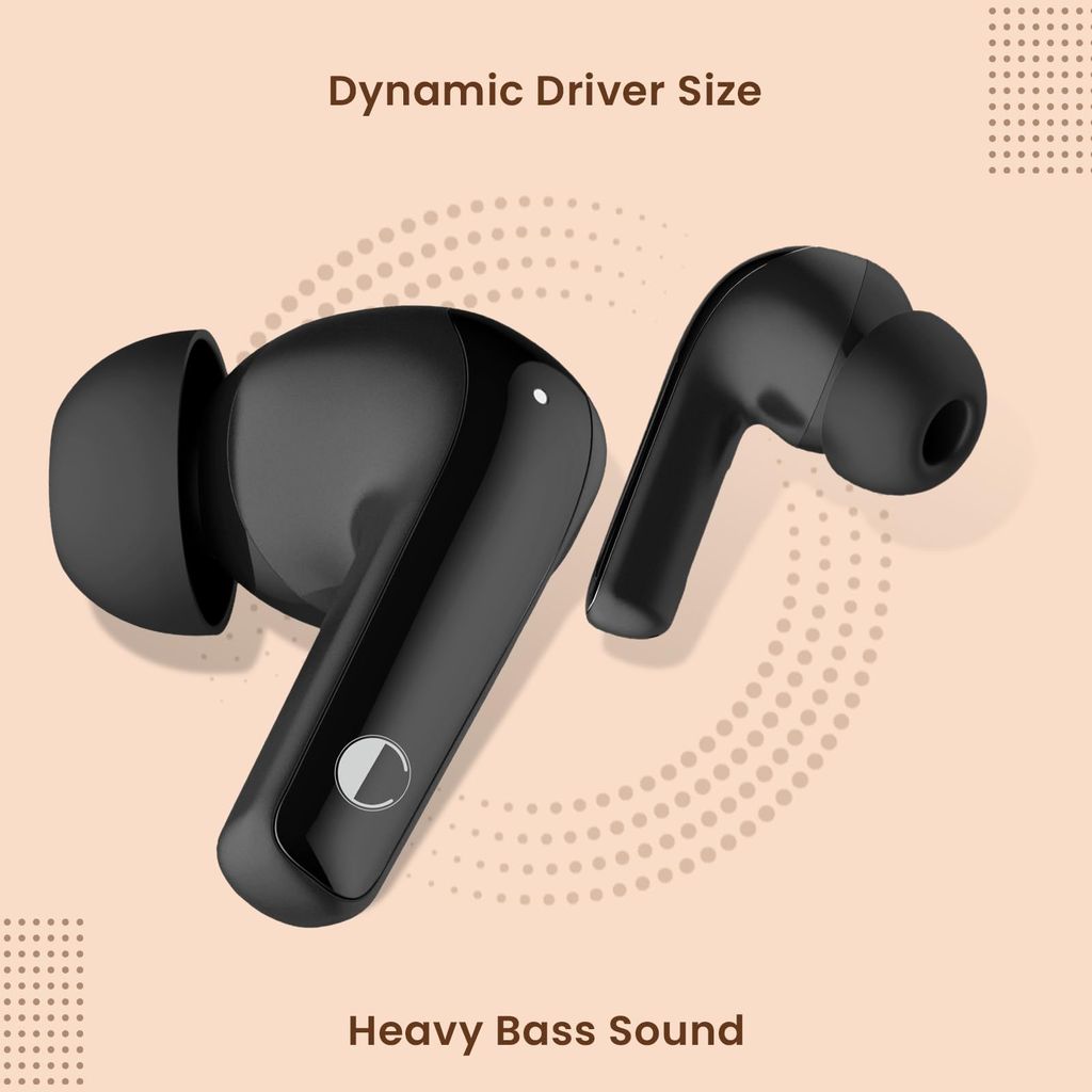 CELLECOR BroPods CB55 ACE TWS with 70 Hours Playtime | Instant Wake 'N' Pair | HD Sound | 5.3V Bluetooth | Digital Display (Black)