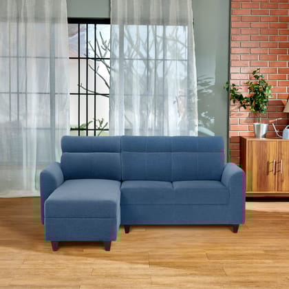 Zivo Plus Twilight Blue Fabric 2 Seater Sofa with Lounger
