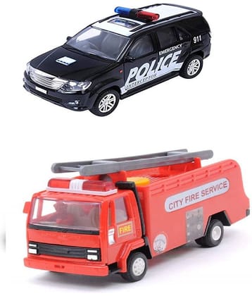 Kidsaholic Combo of 2 Public Service vehicle ( Police & Fire Truck) (Multicolor, Pack of: 1)