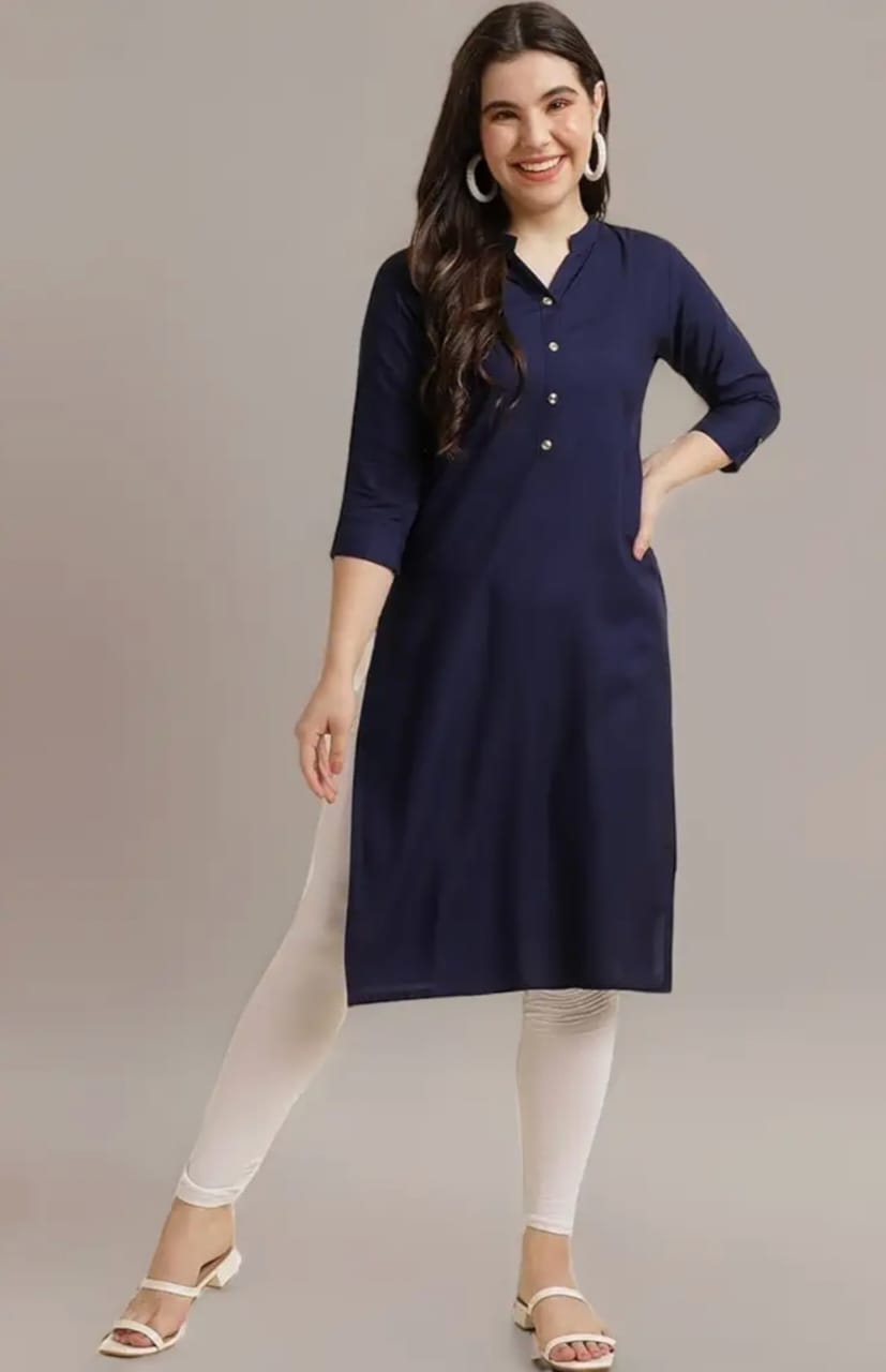 Reyon Plain Solid Kurti