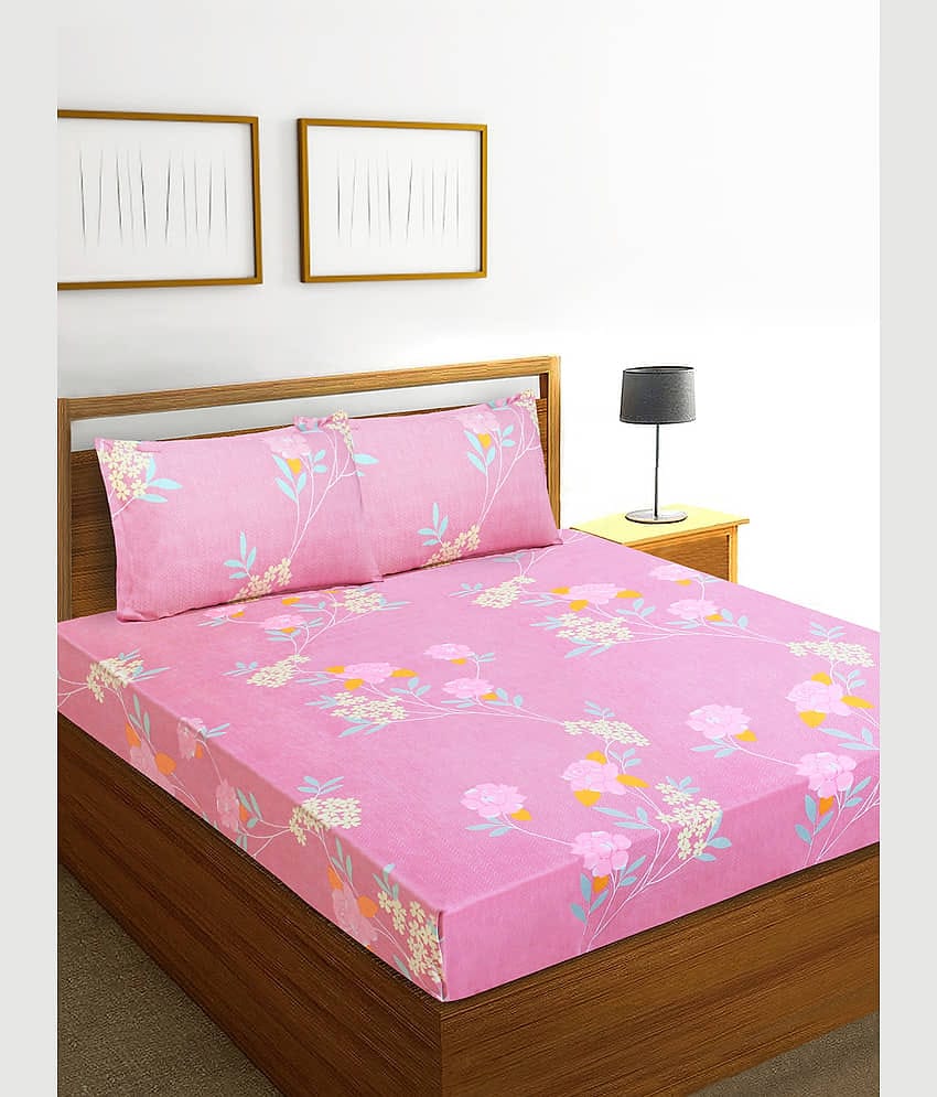 Home Candy Microfiber Double Bedsheet ( Orange )