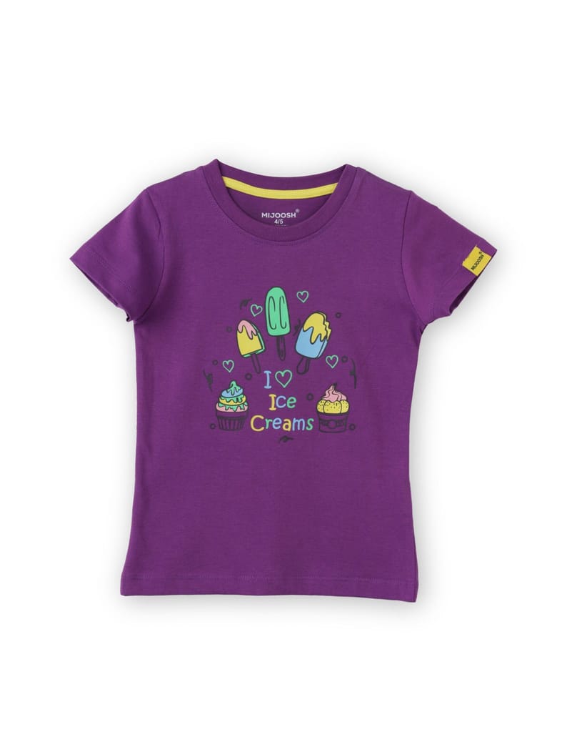 Luxurious Kids Girls T shirt Cotton Sparkling Grape Violet Love Ice Creams 2025 at ShopCircuit |