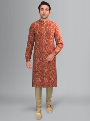 Maroon Paisley Block Printed Kurta-XS/36 / Only Kurta - No Lowers