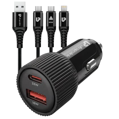 Mach Trio-Link | 51W Dual Port Fast Car Charger with 3-in-1 Cable | UM1270 Mach Trio-Link | 51W Dual Port Fast Car Charger with 3-in-1 Cable | UM1270