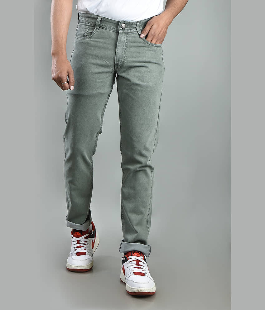 Aflash Slim Fit Basic Men's Jeans - Light Green ( Pack of 1 )