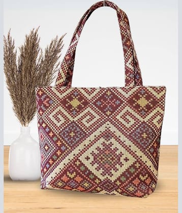 TCRAZY Tote Bag Jute Set of 1 ( Maroon )