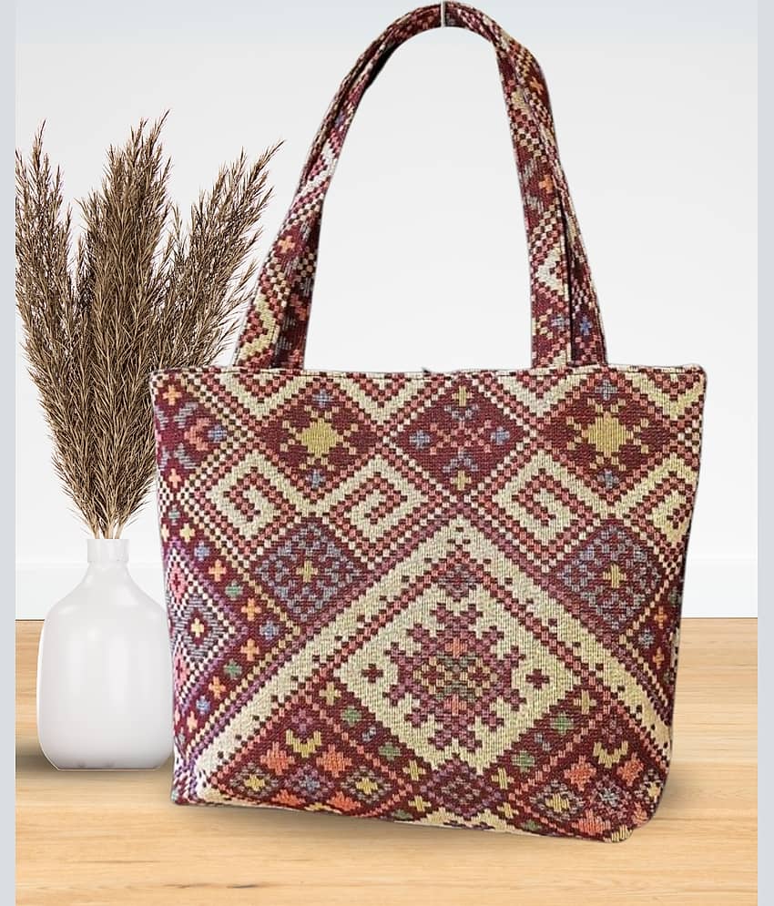 TCRAZY Tote Bag Jute Set of 1 ( Maroon )
