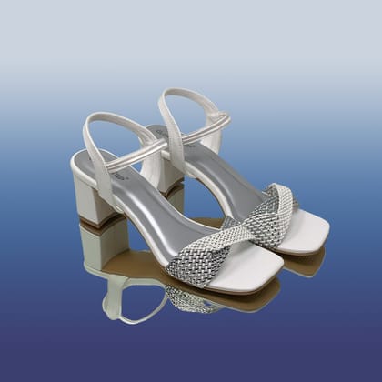 Knitted Block Heels-White / 37
