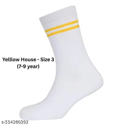 Yellow House white School Lycra cotton socks - Pack of 1 (7-9 Year)